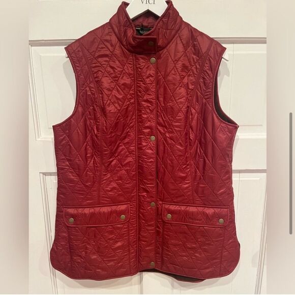 NWT Barbour Wray Gilet Deep Claret Orange Fleece Lined Quilted Vest - Picture 4 of 8